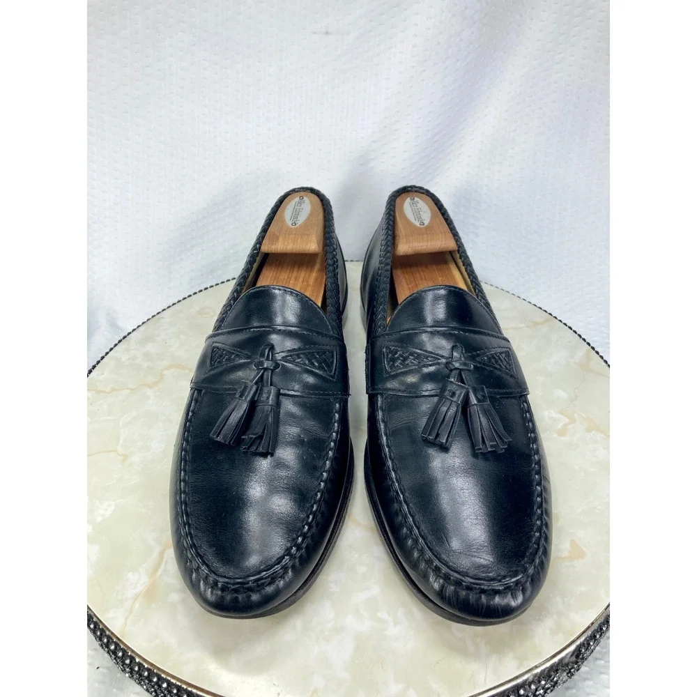 Allen Edmonds Maxfield Braided Tassel Loafers Men 11 Black Leather Classic Shoes